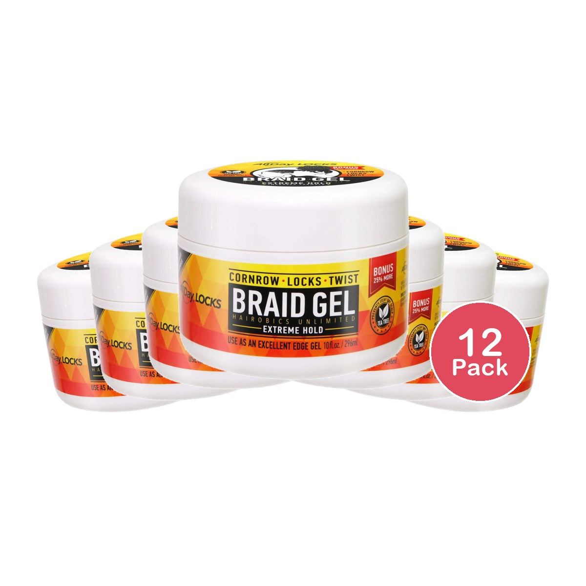 All Day Locks Braid Gel Extreme Hold 10 Oz (Pack of 12)
