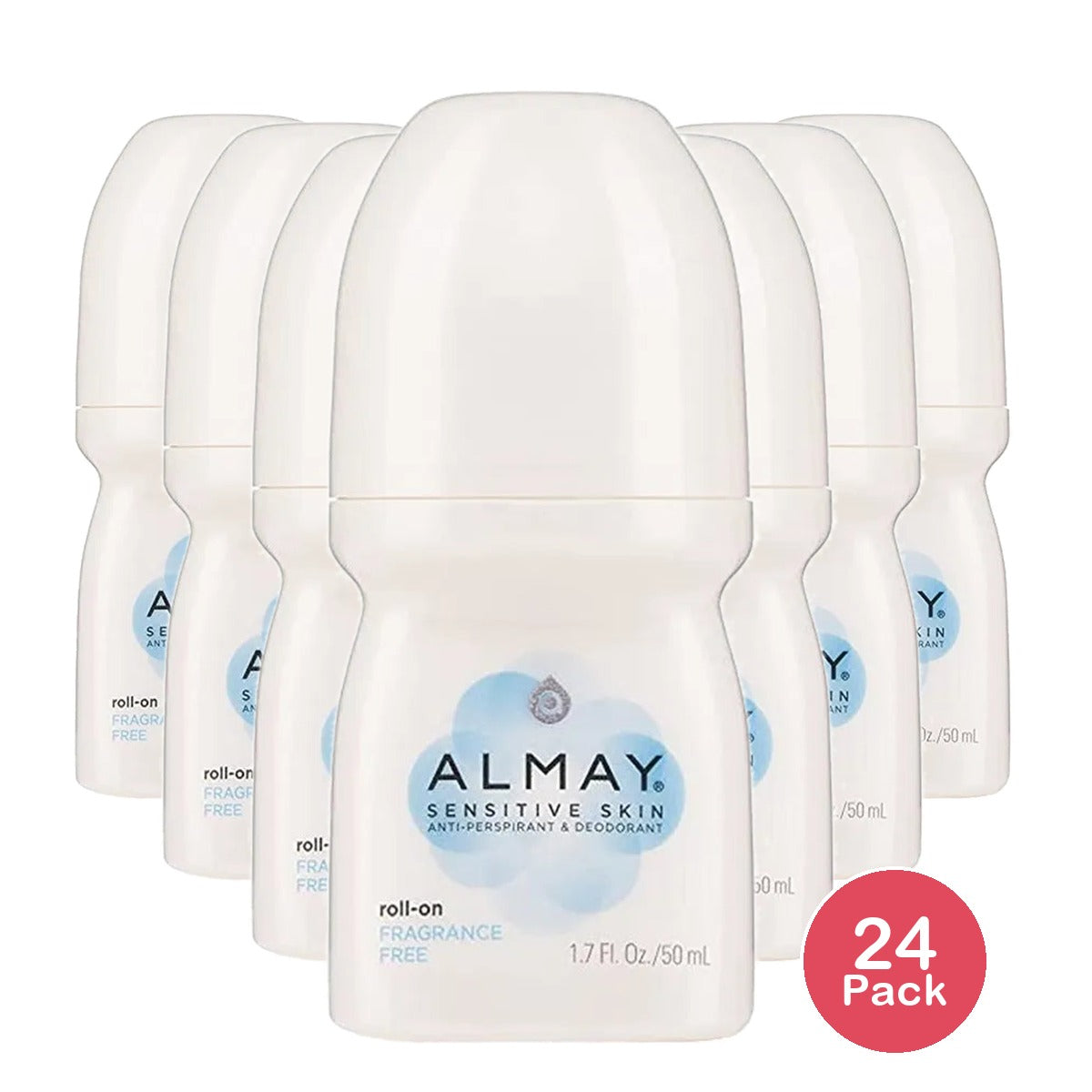 Almay Anti-Perspirant And Deodorant Sensitive Skin Roll-On Fragrance Free 1.7Oz (Pack of 24)