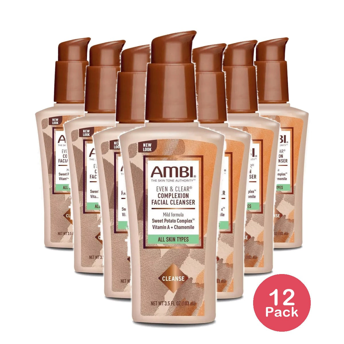 AMBI Skin Care Even & Clear Complexion Facial Cleanser 3.5. Oz (Pack of 12)