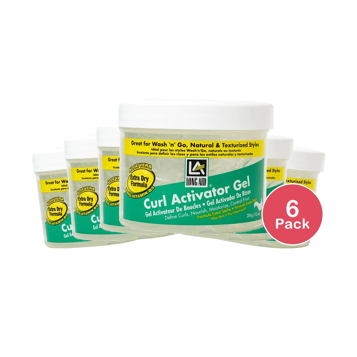 Ampro Long-Aid Activator Gel Hair Gel Extra Dry 10 oz (Pack of 6)