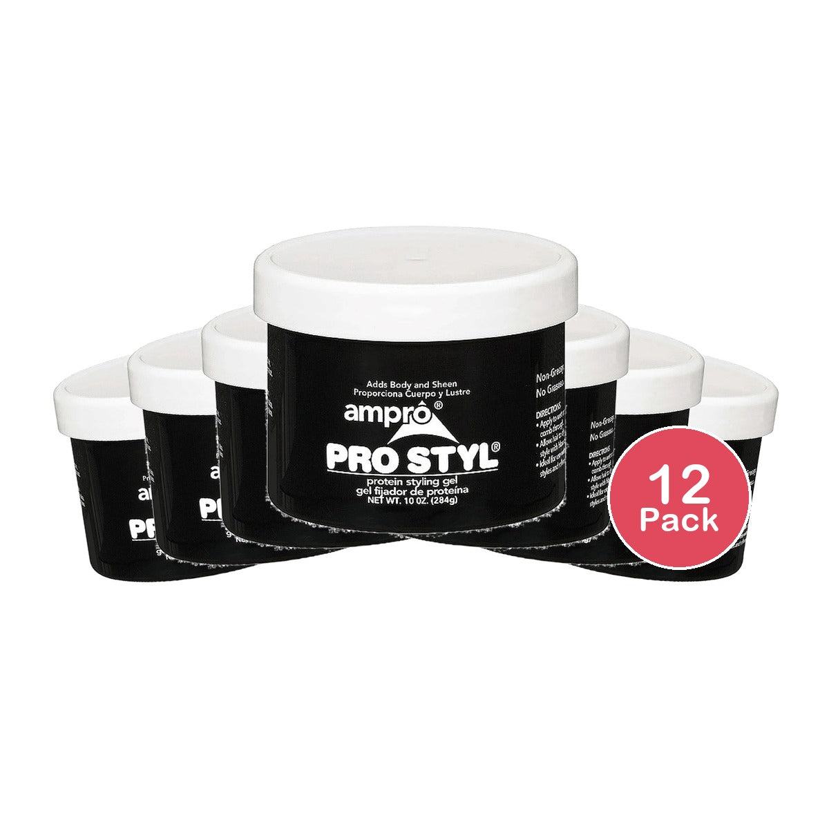 Ampro Pro Styl Regular Hold Protein Styling Gel 10 oz. Moisturizing Unisex 10oz (Pack of 12)