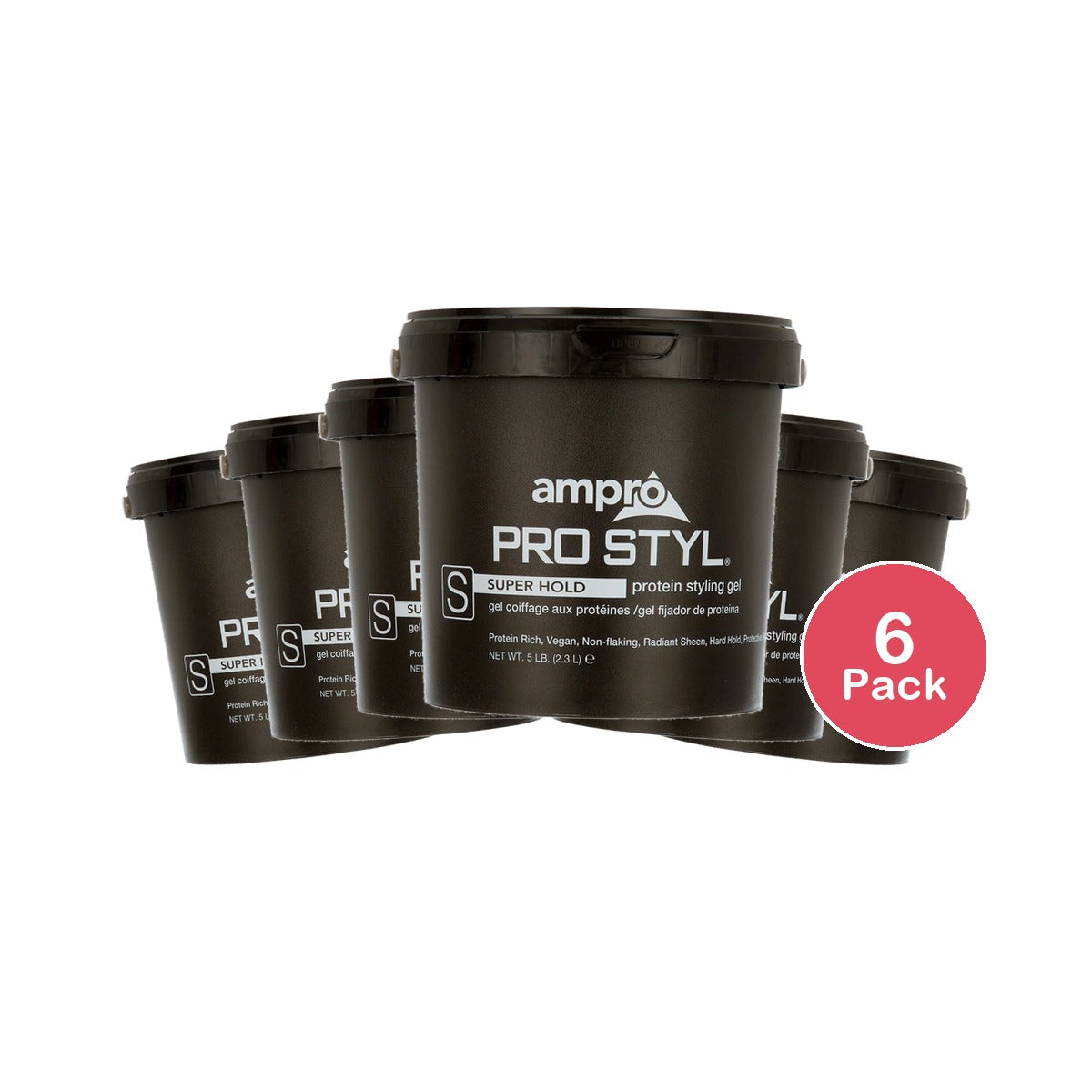 Ampro Pro Styl® Super Hold Protein Styling Gel Resistant Hair Textures 5 lb. 80oz (Pack of 6)