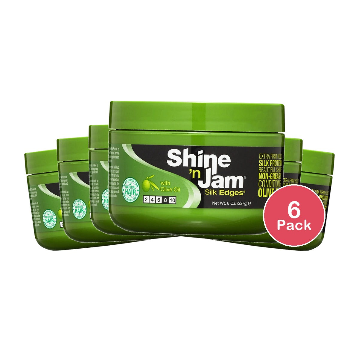 Ampro Shine-n-Jam Edges Hair Styling Gel 8 oz. Moisturizing Unisex 8 oz (Pack of 6)