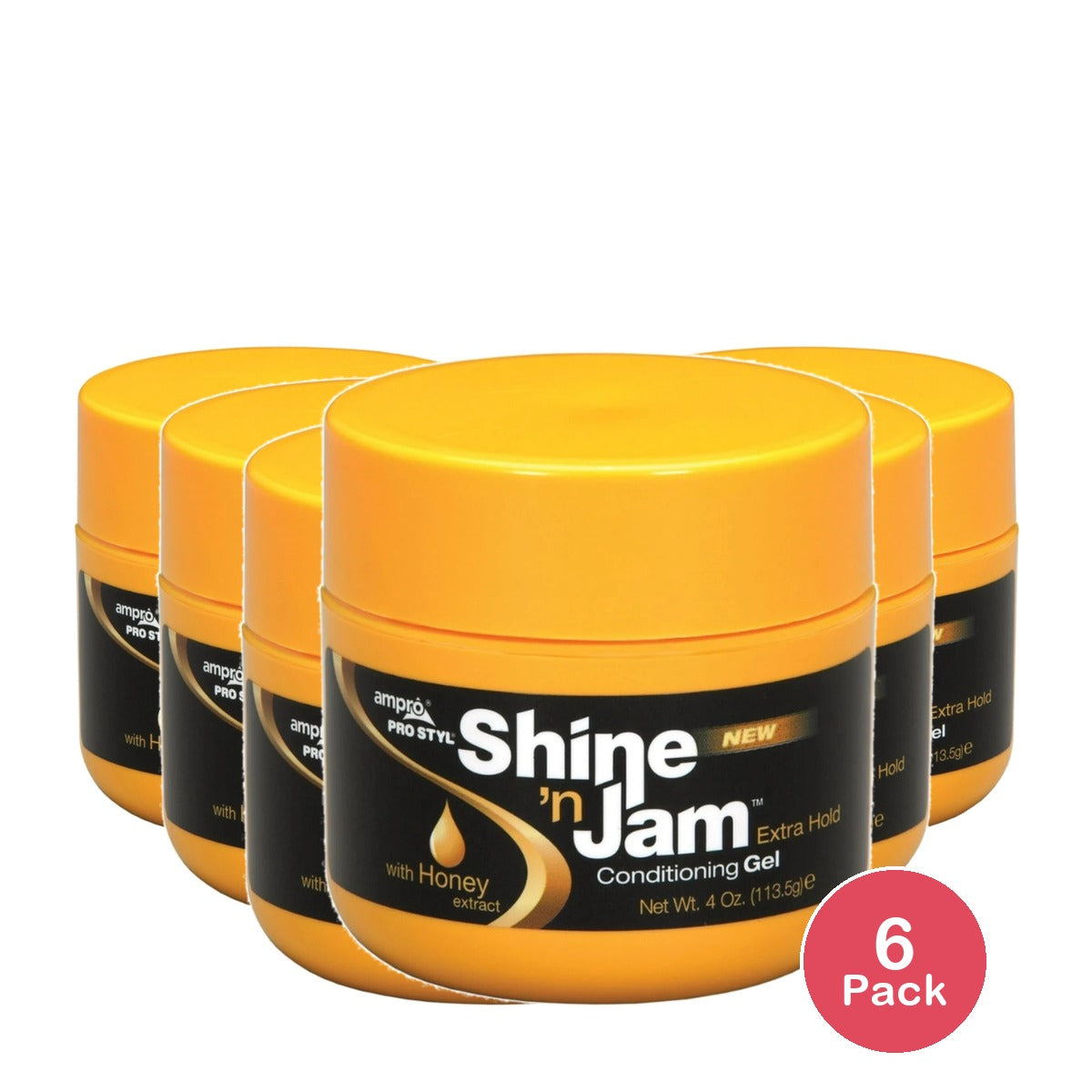 Ampro Shine N Jam Extra Hold Conditioning Styling & Braiding Gel 4oz. Textured 4oz (Pack of 6)