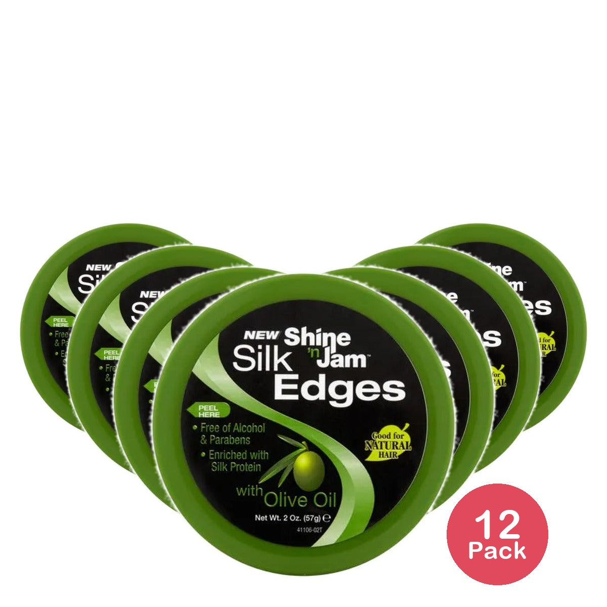 Ampro Shine N Jam Hair Conditioning Gel With Olive Oil Silk Edges 2Oz (Pack of 12)