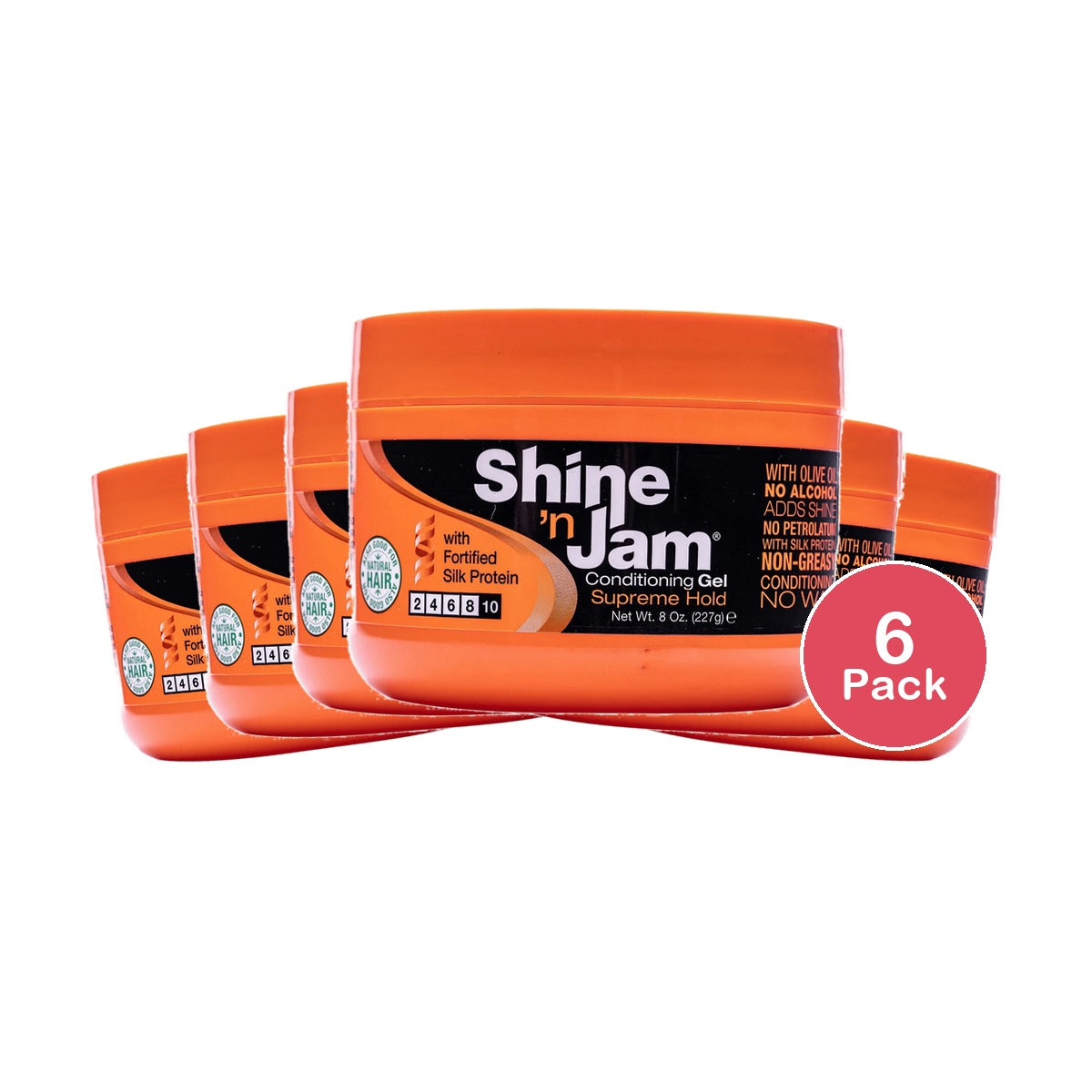 Ampro Shine-n-Jam Supreme Hold Hair Styling Gel 8 oz 8oz (Pack of 6)