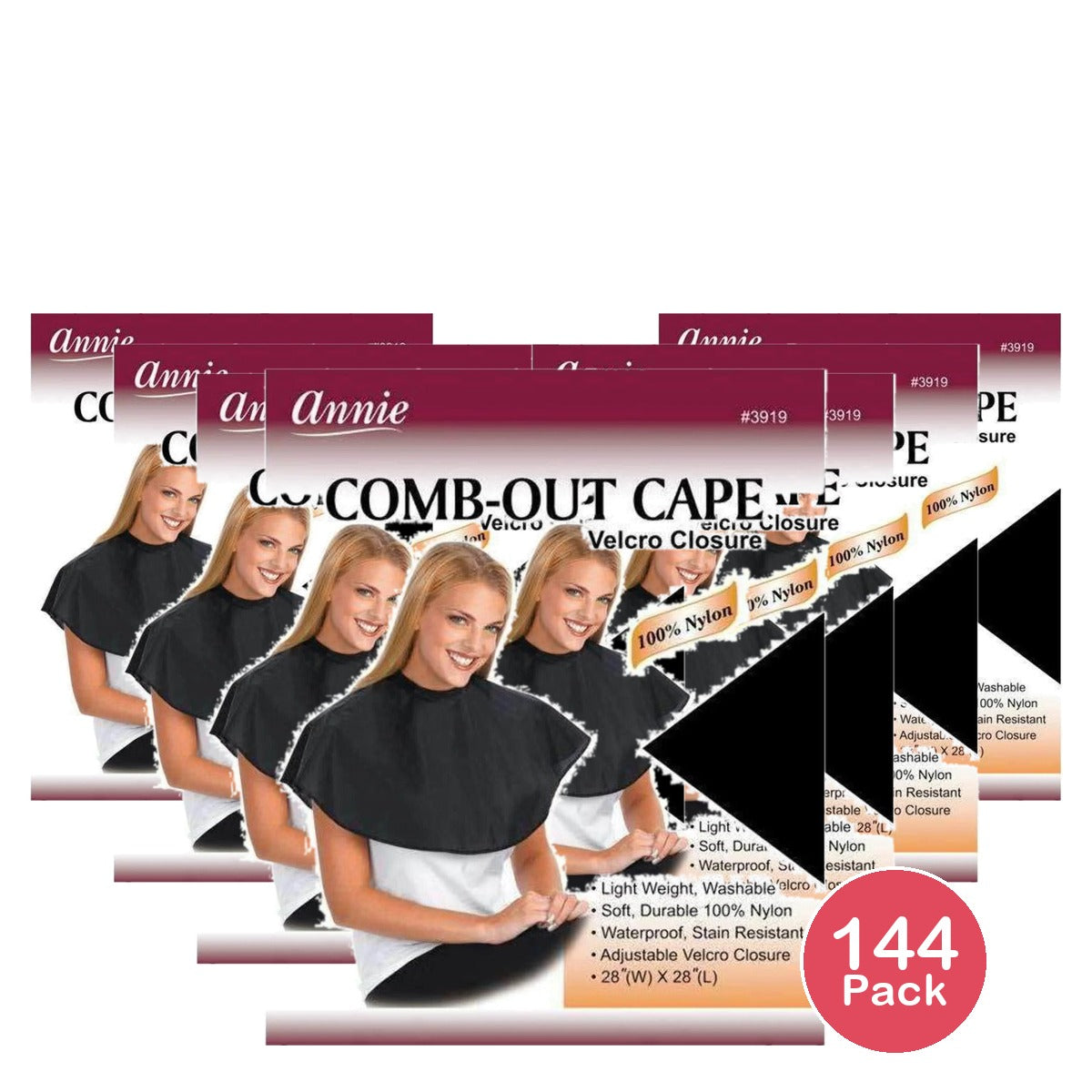 Annie Comb-Out Cape Velcro Closure Black (Pack of 144)