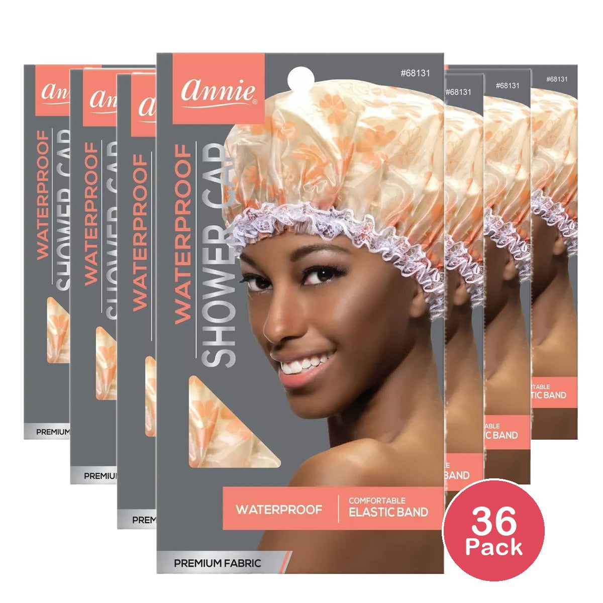 Annie Waterproof Sleeping Cap - Comfortable Elastic Band - Pink Floral (Pack of 36)