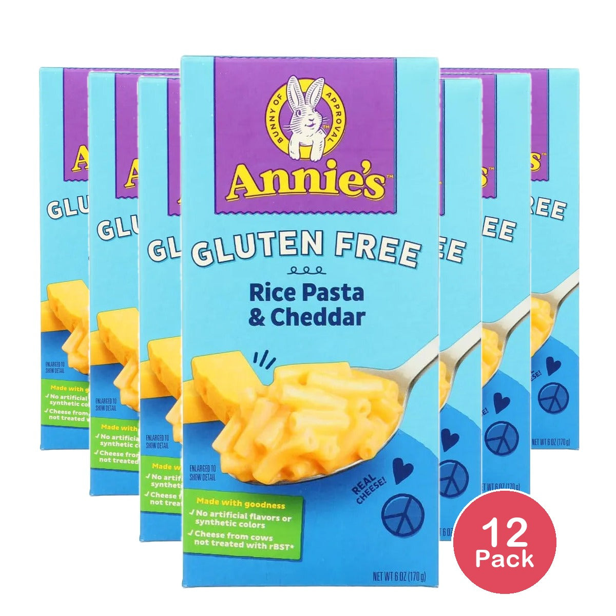 Annie`s Gluten-Free Rice Pasta & Cheddar 6 oz (Pack of 12)