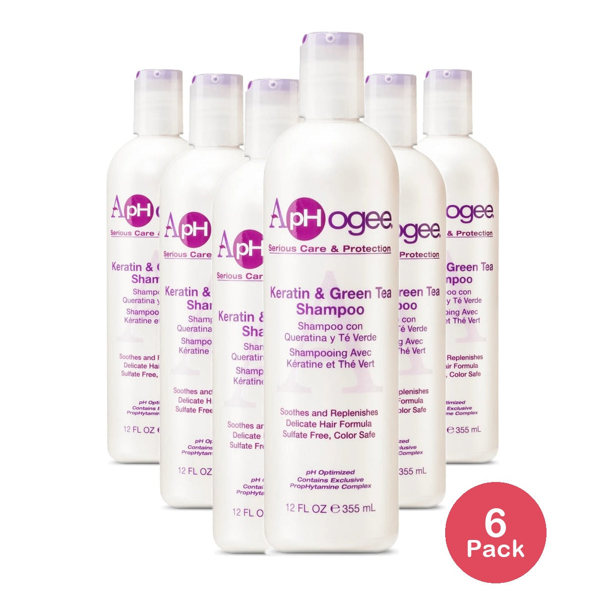 ApHogee Keratin & Green Tea Shampoo 12 Oz (Pack of 6)
