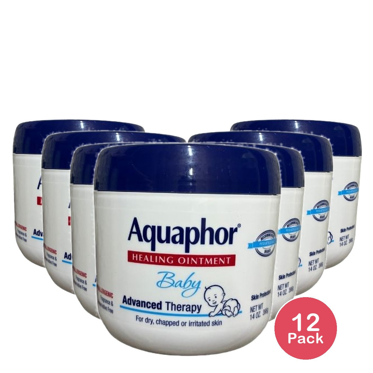Aquaphor Baby Healing Ointment For Dry Or Cracked Skin Jar 14Oz (Pack of 12)