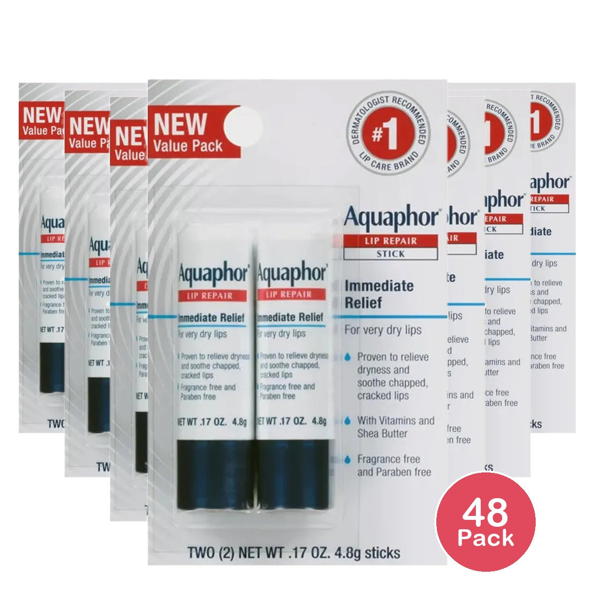 Aquaphor Lip Repair Stick Lip Balm 0.17Oz (Pack Of 48)
