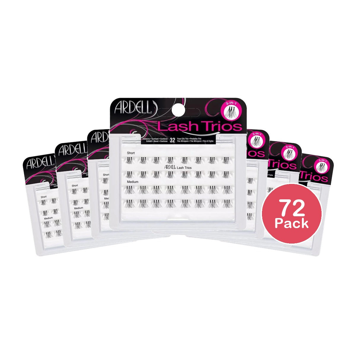 Ardell Eyelash Individual Lash Trios Black 0.95Oz (Pack of 72)
