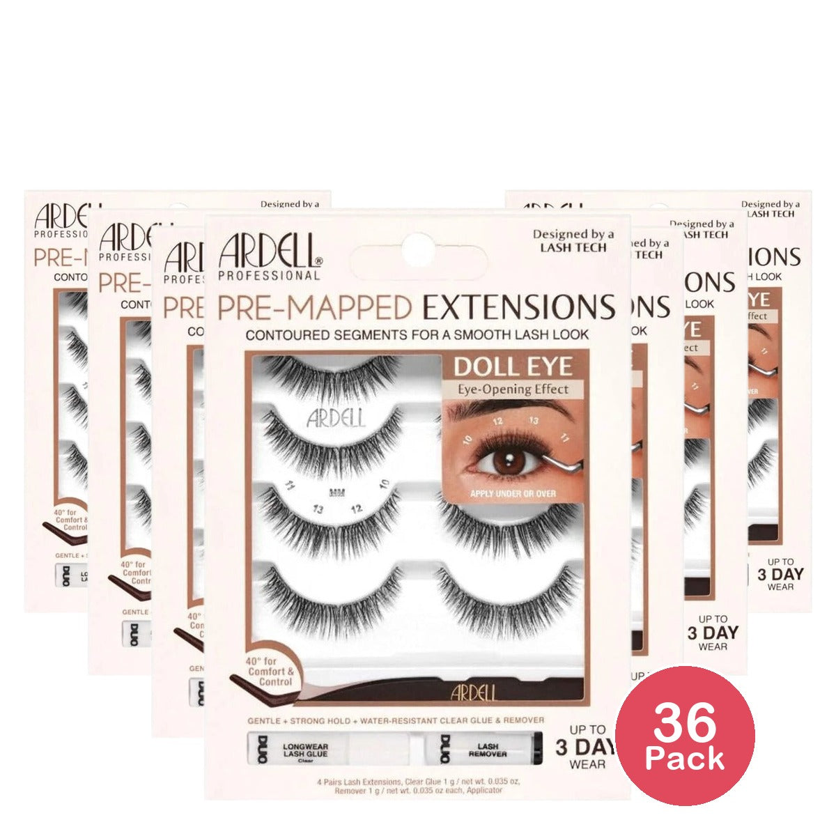 Ardell Eyelash Pre-Mapped Extensions Doll Eye (Pack of 36)