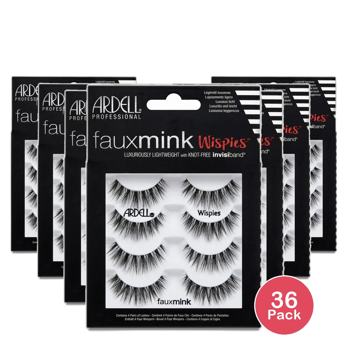 Ardell Faux Mink Wispies False Eyelashes Black 0.3Oz (Pack Of 36)