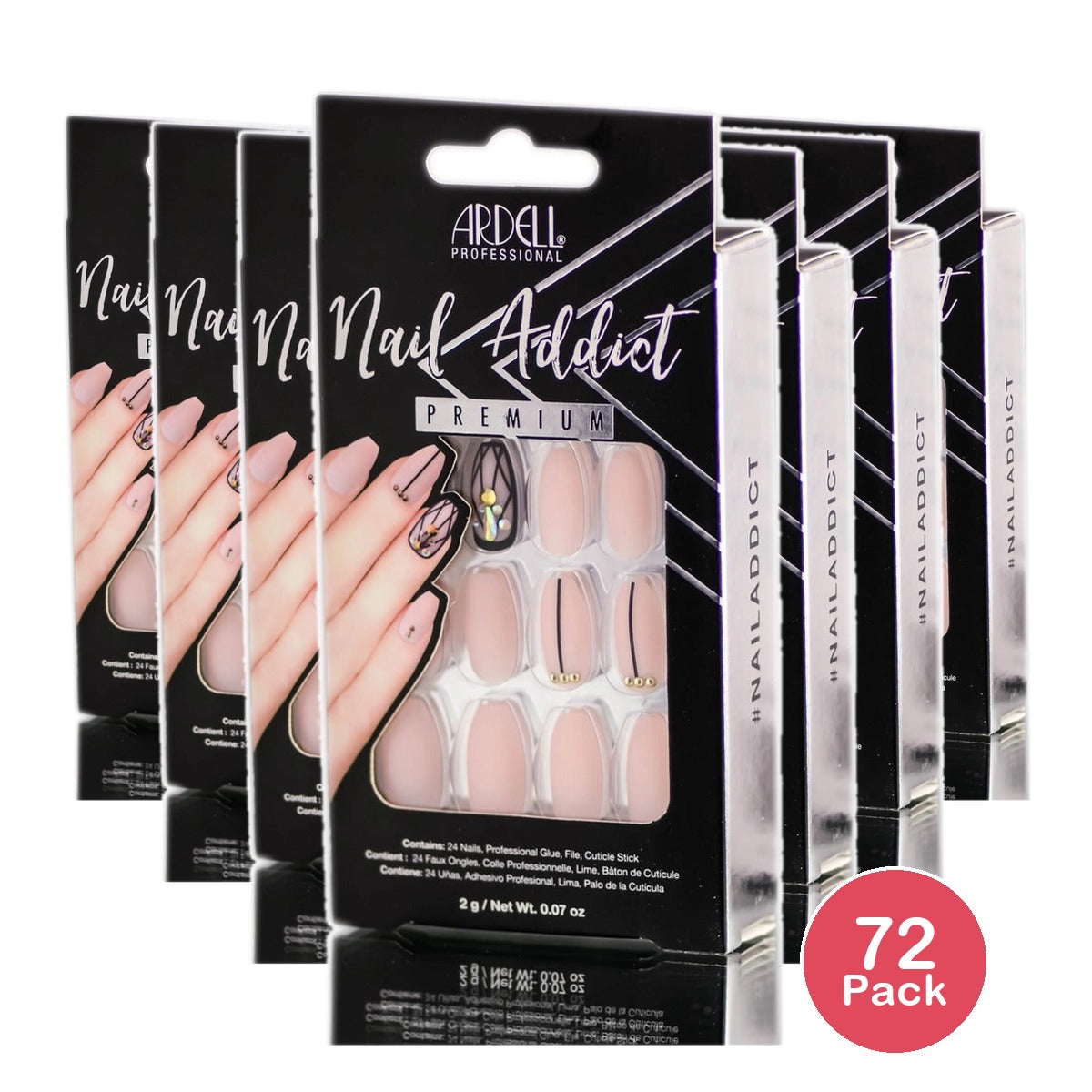 Ardell Nail Addict Premium Artificial Nail Set Blush (Pack of 72)