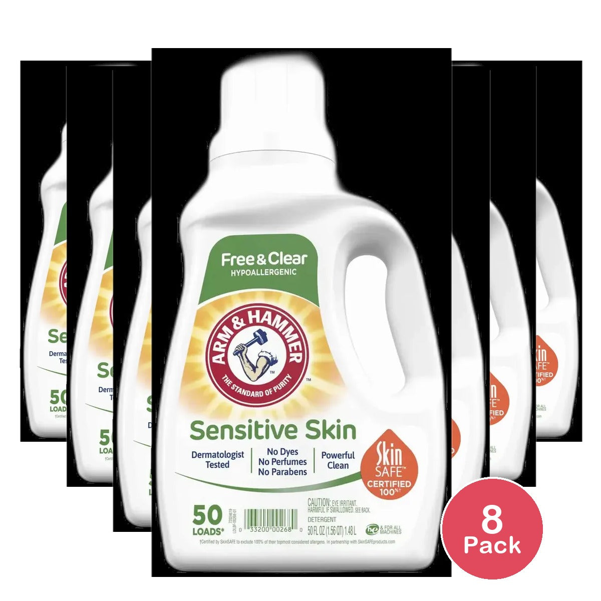 Arm & Hammer Sensitive Skin Free & Clear Liquid Laundry Detergent 50 oz (Pack of 8)
