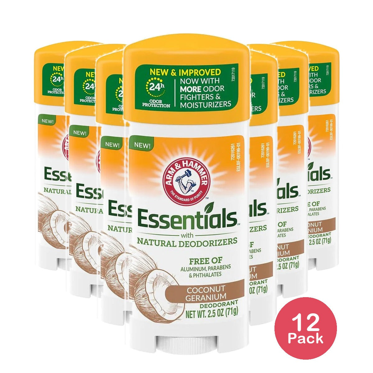 ARM & HAMMER Essentials Deodorant Coconut Geranium 2.5 Oz (Pack of 12)