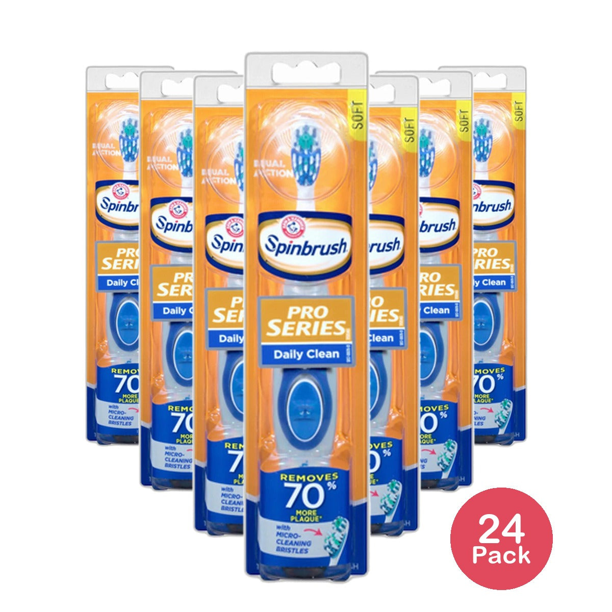 Arm & Hammer Spinbrush Pro Daily Clean Toothbrush With Micro cleaning Bristles 3.2Oz (Pack of 24)