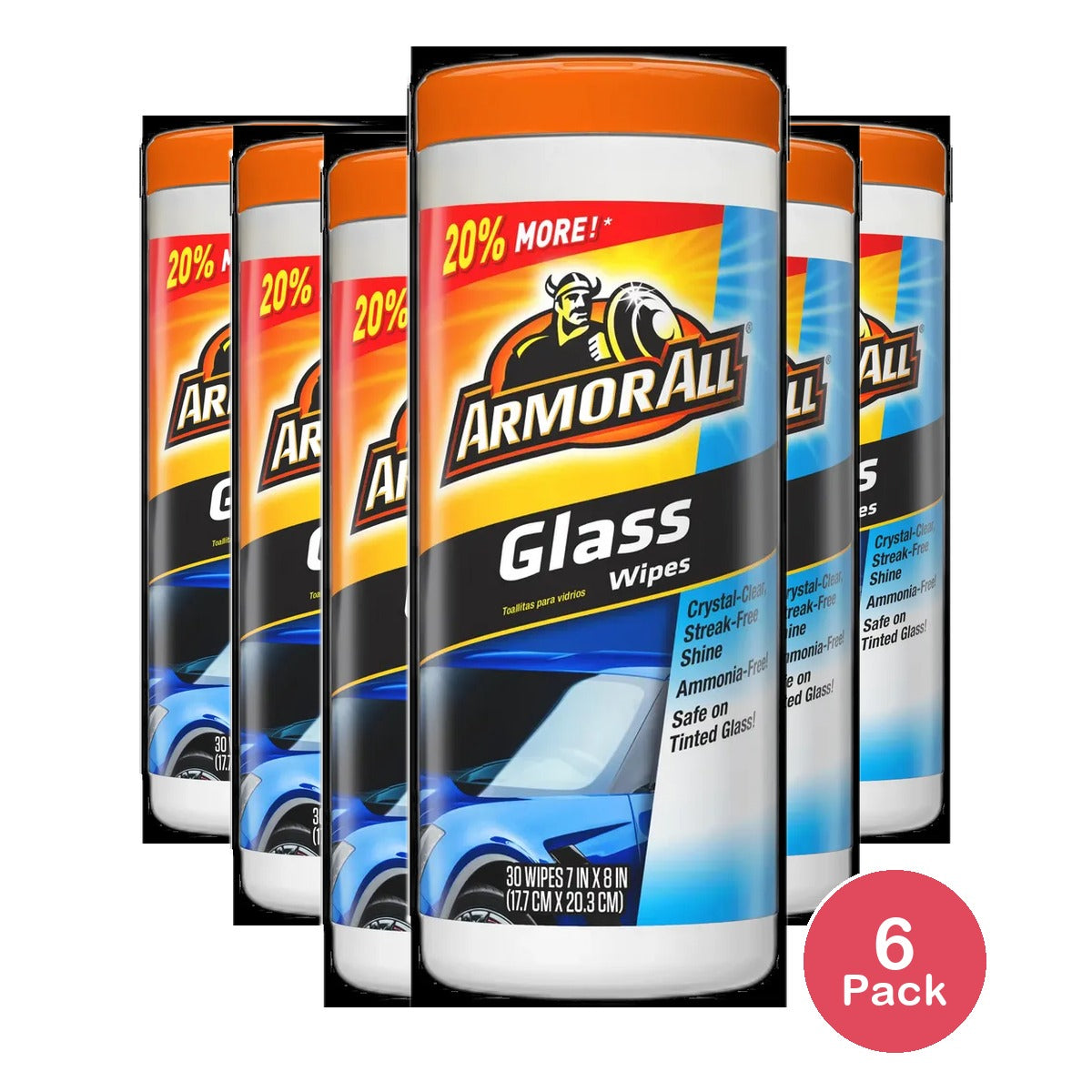 Armor All Car Glass Cleaning Wipes 30Ct 0.01Oz (Pack Of 6)