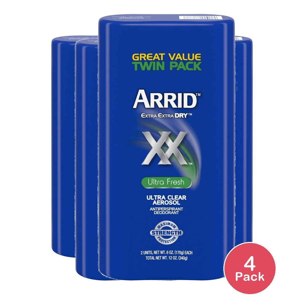 Arrid XX Extra Extra Dry Ultra Clear Aerosol Antiperspirant & Deodorant Ultra Fr 6 oz(Pack of 4)