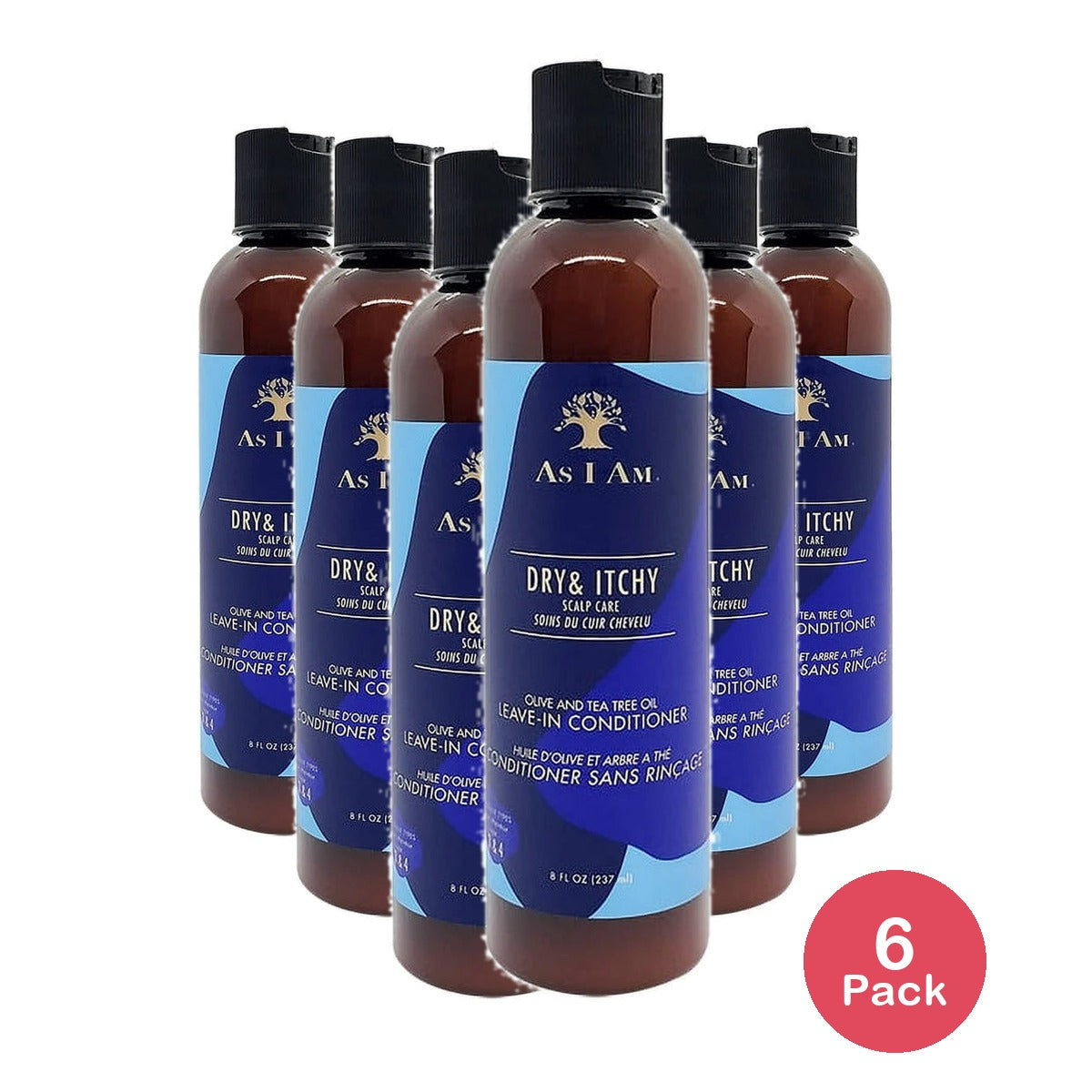 AS I AM Dry & Itchy Scalp Care Olive and Tea Tree Oil Leave-In Conditioner 8 Oz. 8 Fl. Oz (Pack of 6)