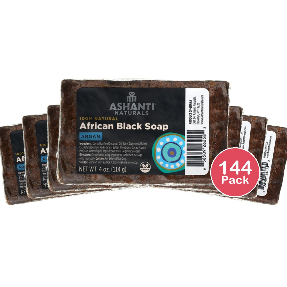 Ashanti Naturals African Black Soap Argan (Pack of 144)