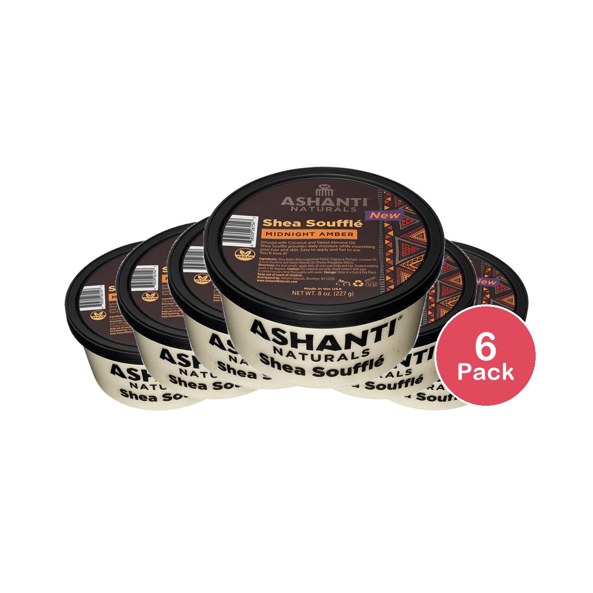 Ashanti Naturals Shea Souffle Midnight Amber Cream 8 Ounce 8 Oz (Pack of 6)