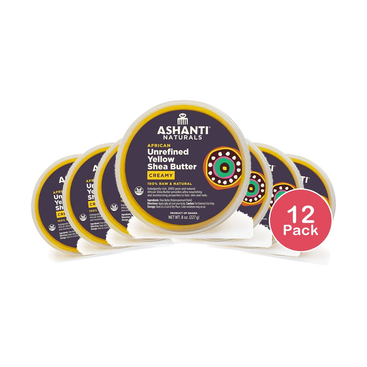 Ashanti Naturals Soft & Creamy Yellow Shea Butter Body Butter - 8 oz. 8 Fl.Oz (Pack of 12)