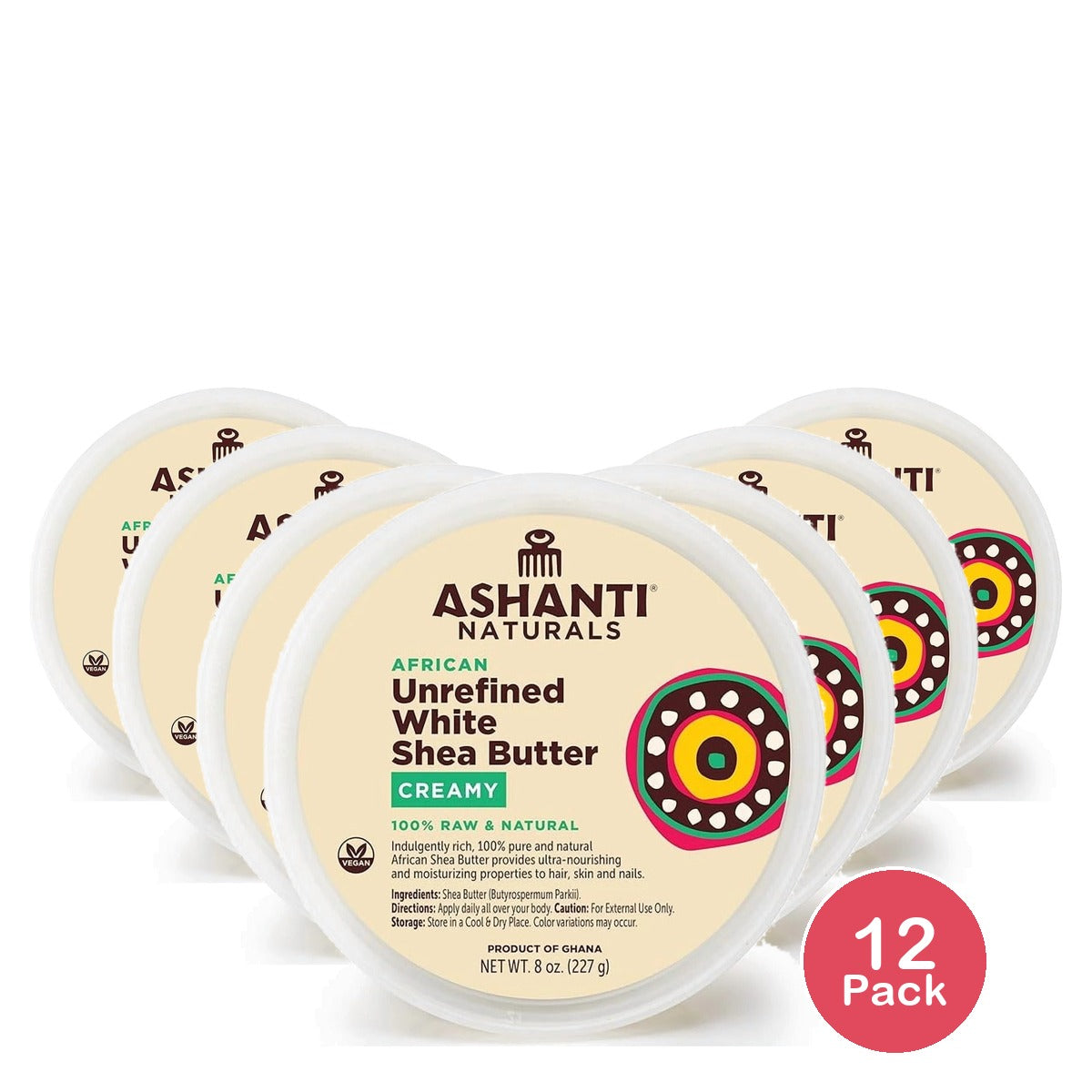Ashanti Naturals Unrefined White Shea Butter 8 Oz (Pack of 12)