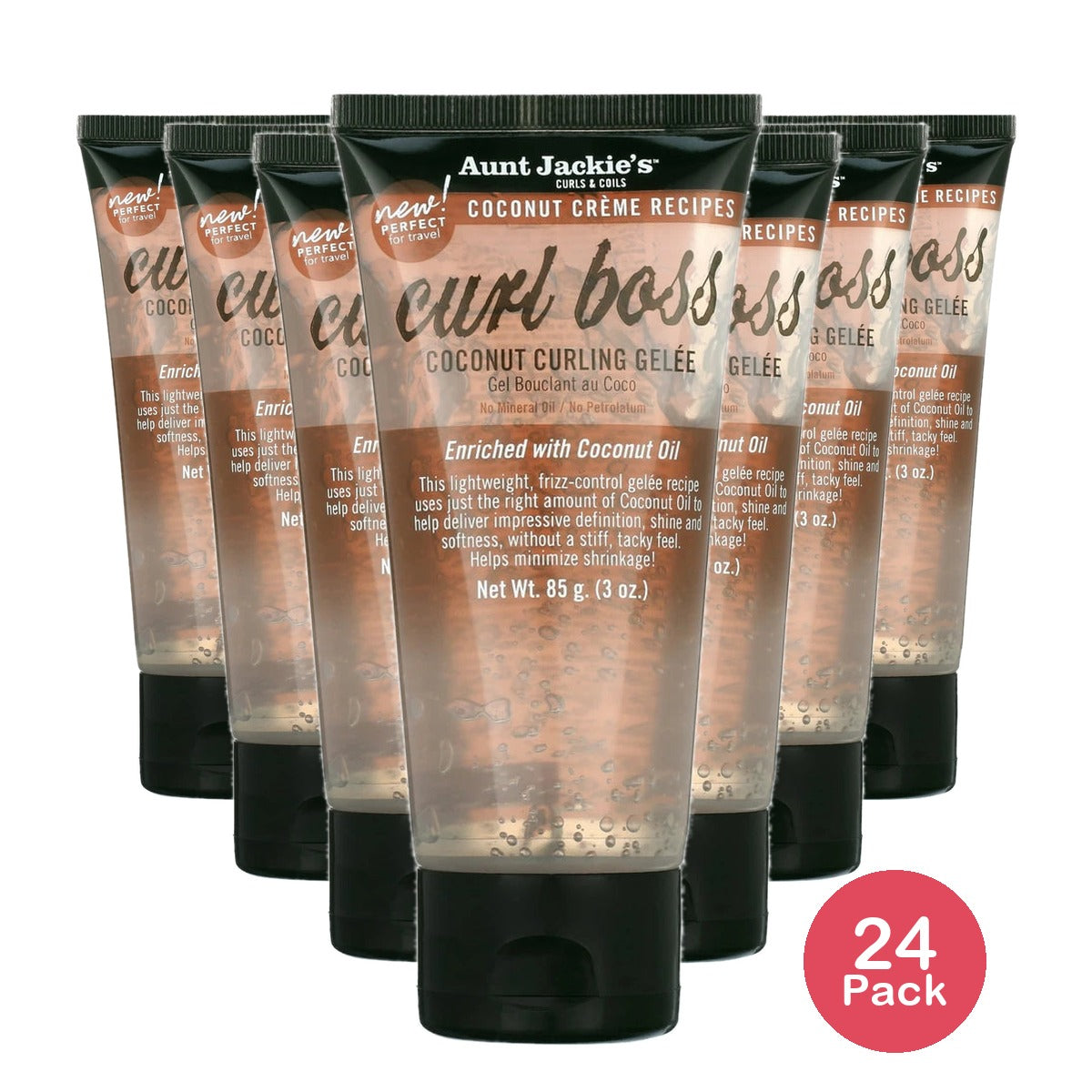 Aunt Jackie's Curls & Coils Curl Boss Coconut Curling Gel?e Travel Size 3 oz M (Pack of 24)