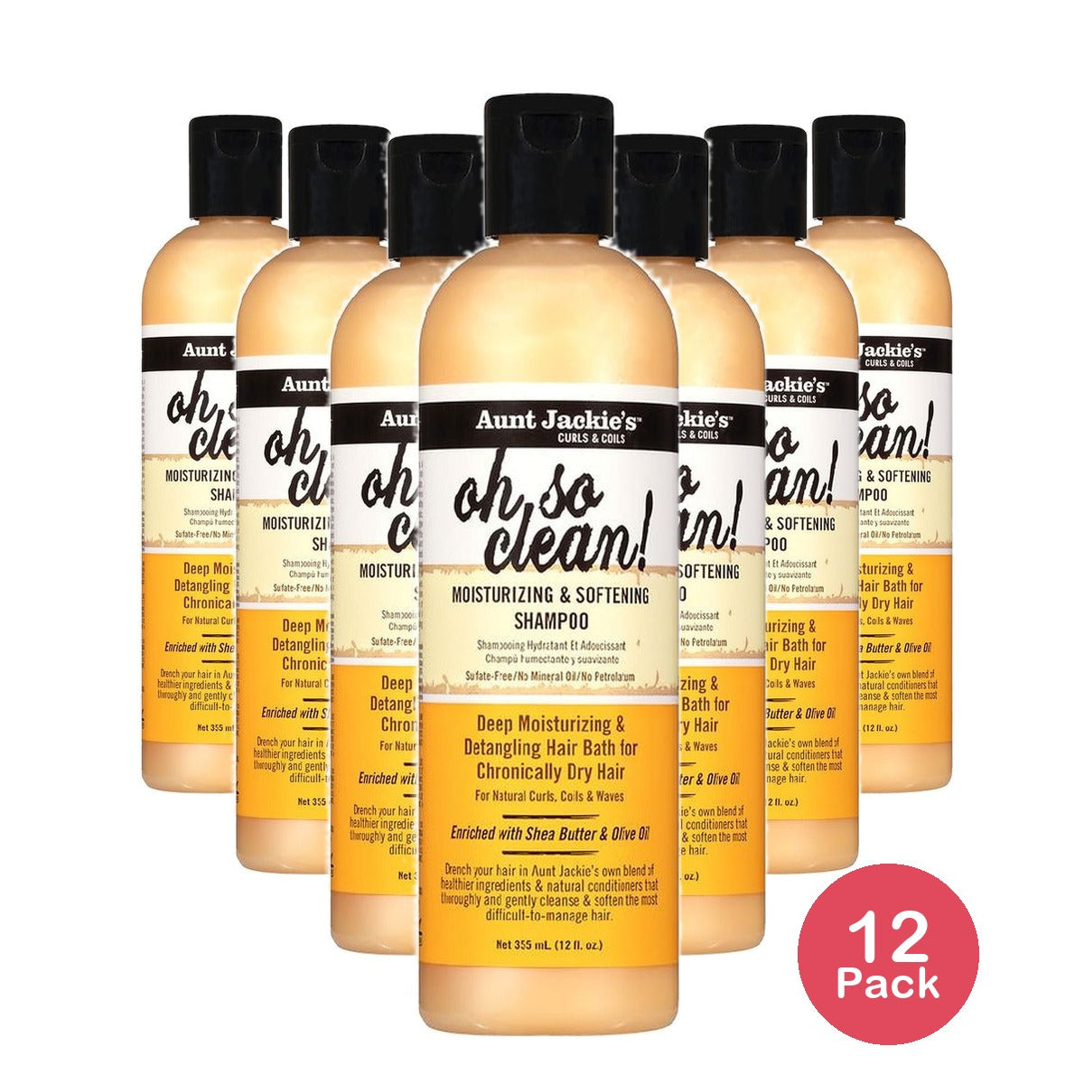 Aunt Jackie's Curls & Coils Oh So Clean Shampoo 12 Oz (Pack of 12)
