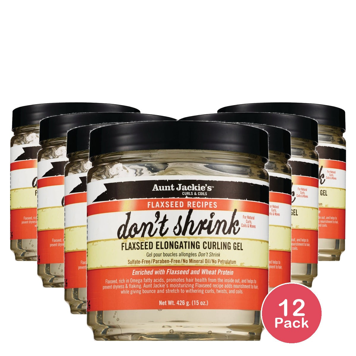Aunt Jackie's Flaxseed Don't Shrink Curling Gel 15 Oz (Pack of 12)