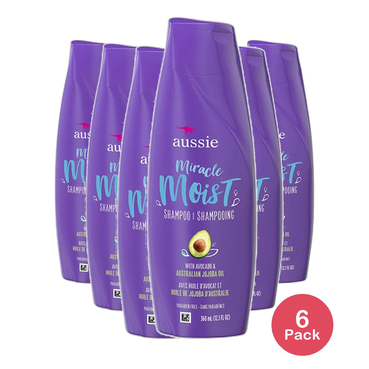 Aussie Miracle Moist Shampoo 12.1Oz (Pack of 6)