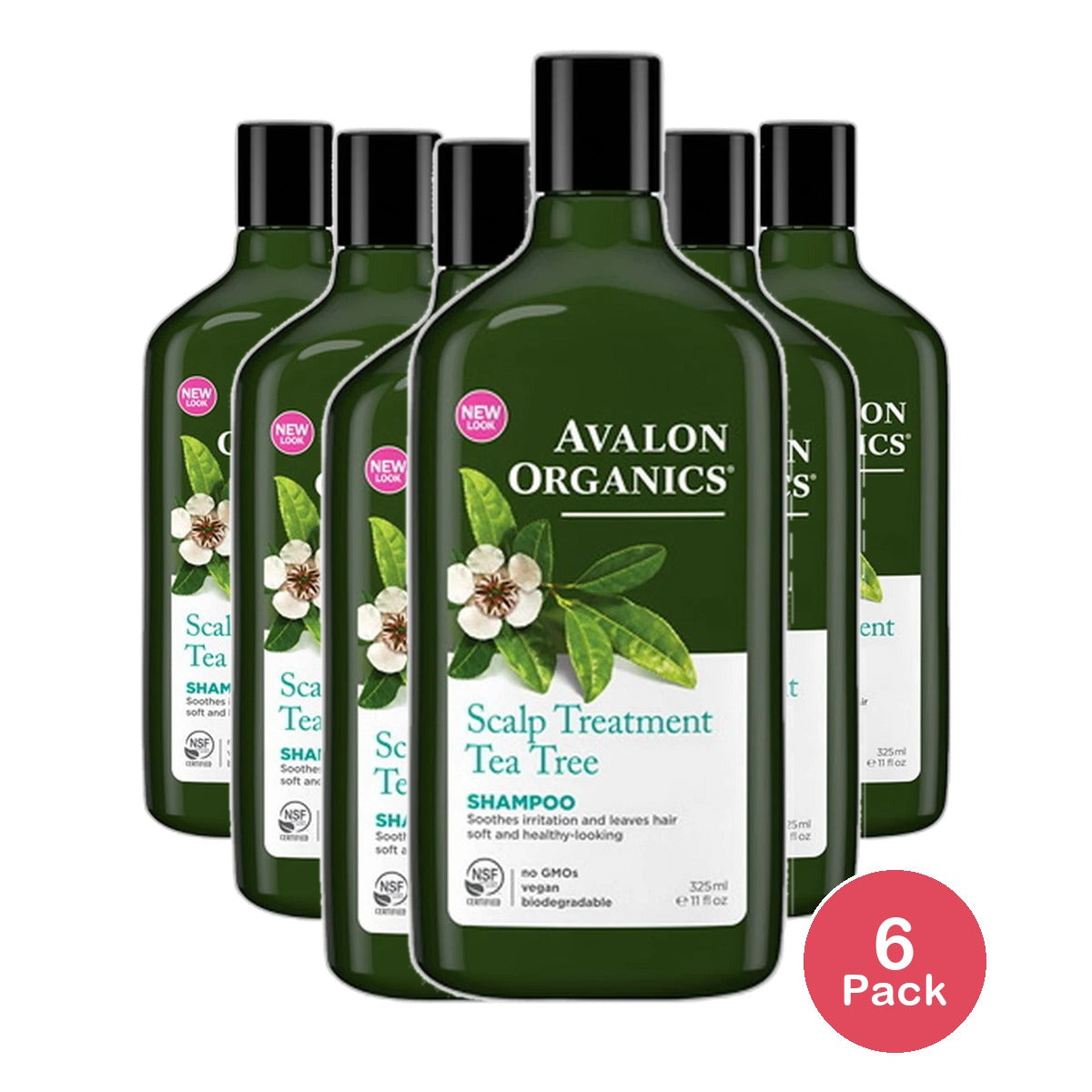 Avalon Organics Tea Tree Scalp Treatment Hair Shampoo11Oz (Pack of 6)