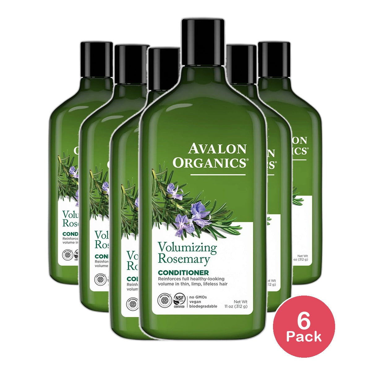Avalon Organics Volumizing Rosemary Hair Conditioner 11Oz (Pack of 6)