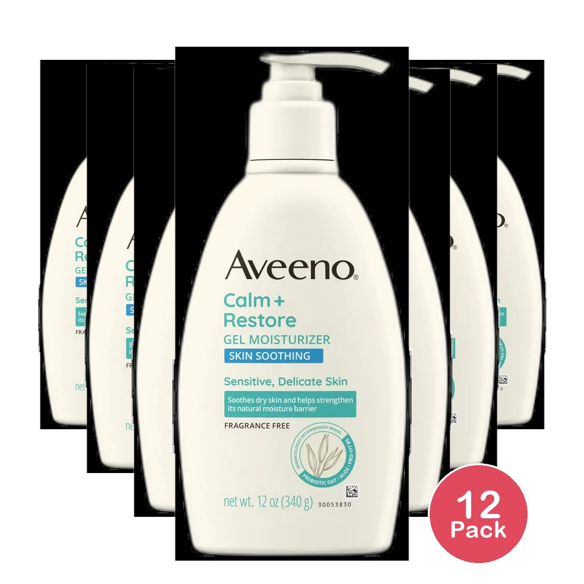 Aveeno Calm + Restore Body Moisturizer Gel for Sensitive Skin 12 Oz (Pack of 12)