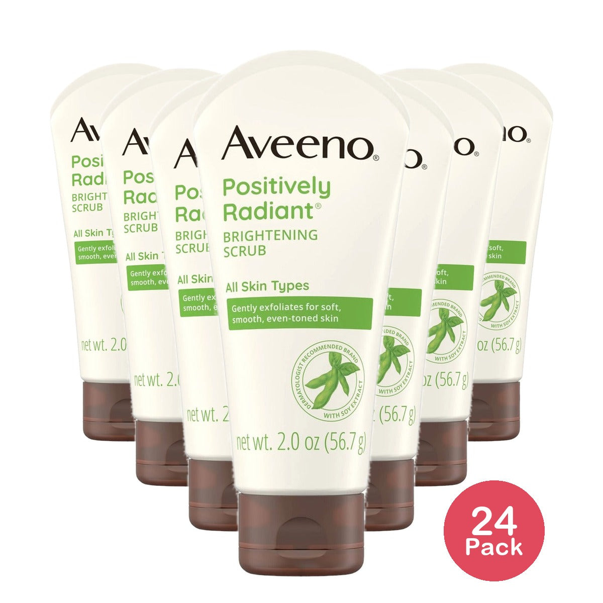 Aveeno Positively Radiant Brightening & Exfoliating Face Scrub 2 Oz (Pack of 24)