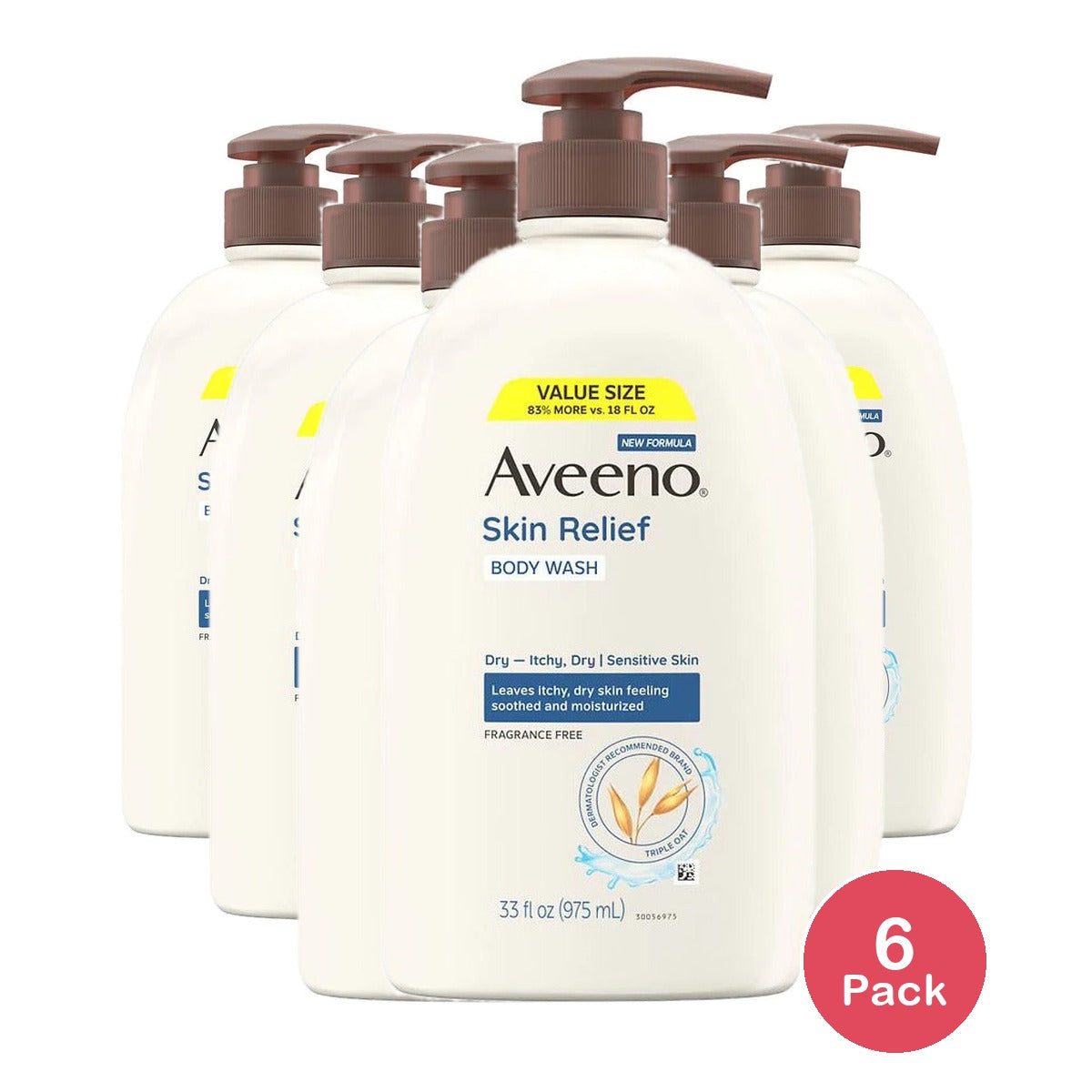 Aveeno Skin Relief Body Wash 33 Oz (Pack of 6)