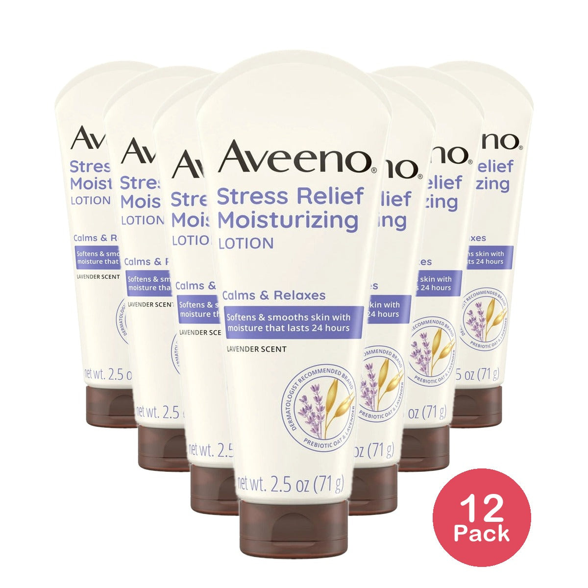 Aveeno Stress Relief Moisturizing Lotion Lavender Scent 2.5 fl.Oz (Pack of 12)