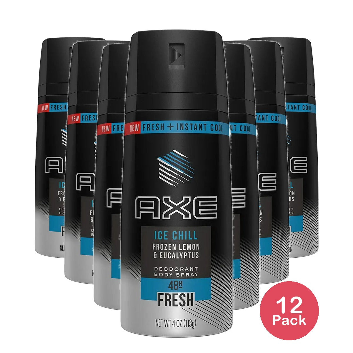 Axe Ice Chill Frozen Lemon & Eucalyptus Scent 48-Hour Fresh Deodorant Body Spray 4Oz (Pack of 12)