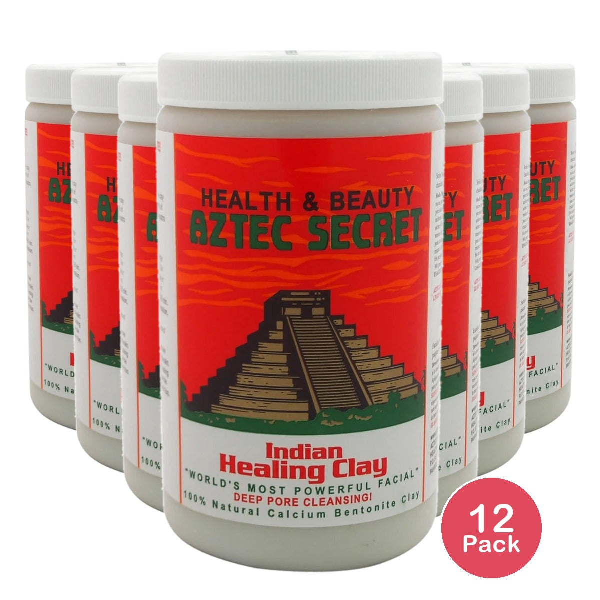 Aztec Secret Indian Healing Clay Deep Pore Cleansing Face & Body Mask, Natural C (Pack of 12)