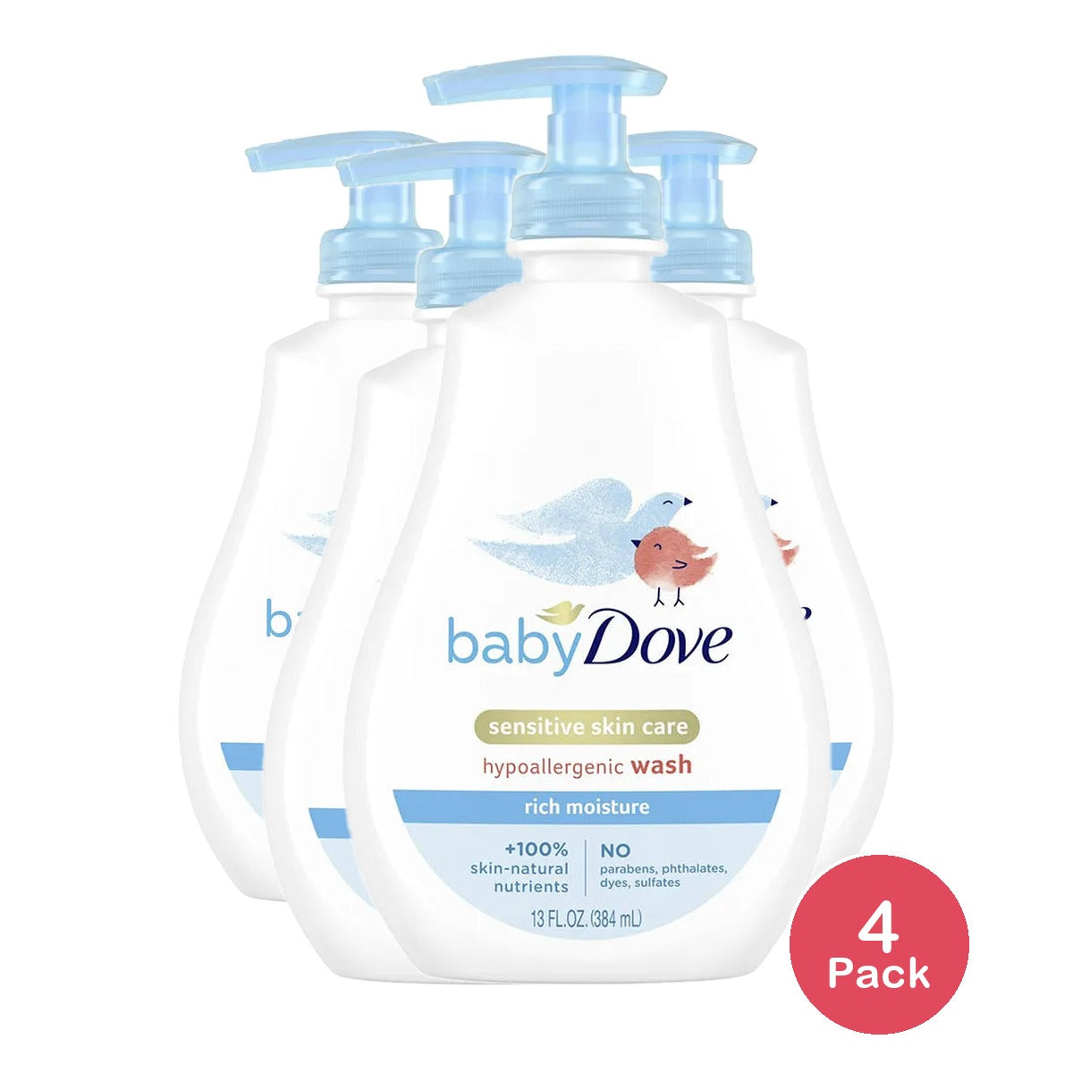 Baby Dove Rich Moisture Hypoallergnic Wash Newborn Sensitive Skin 13Oz (Pack of 4)