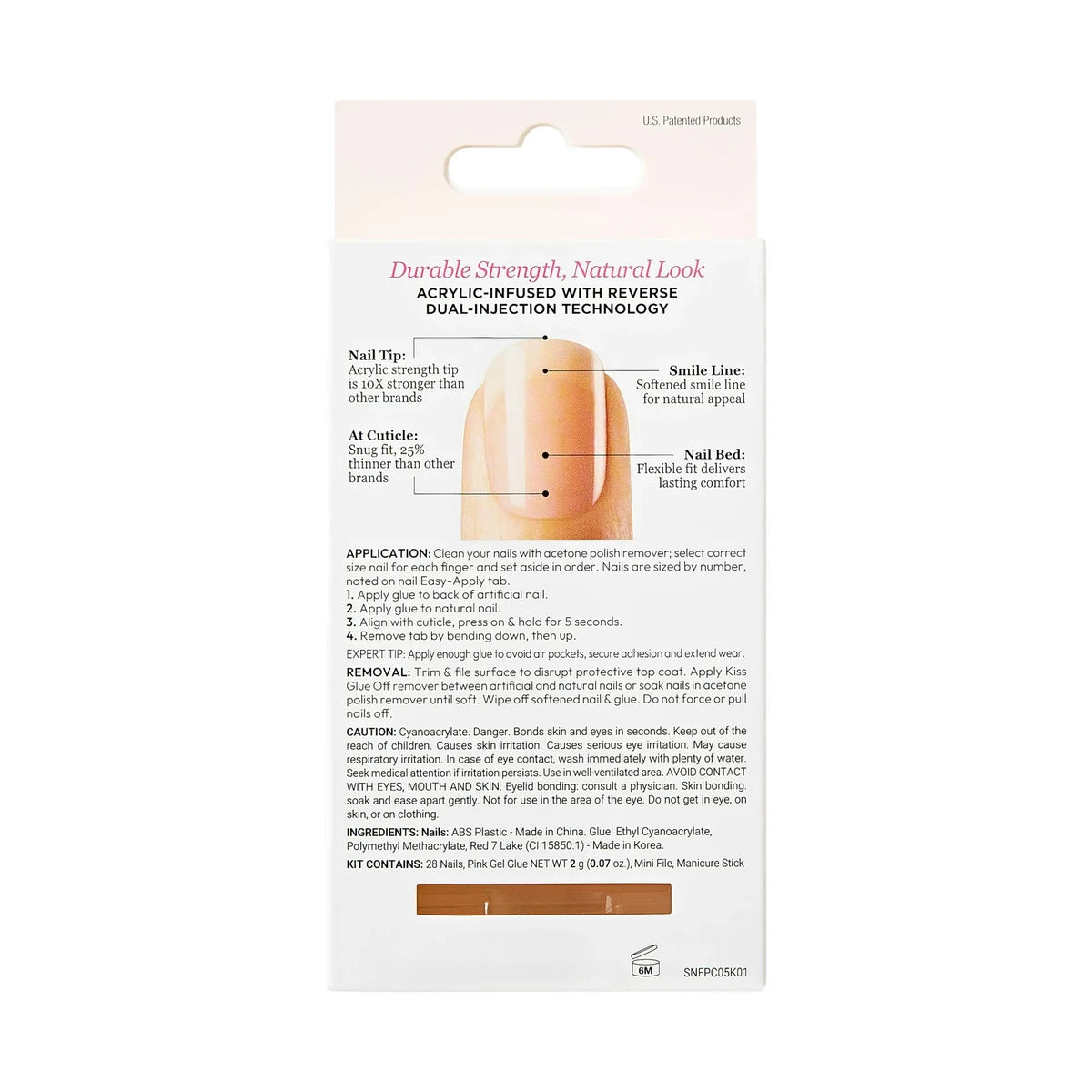 Kiss Salon Acrylic Nude French False Nail Kit Leilani 2.08oz (Pack of 36)
