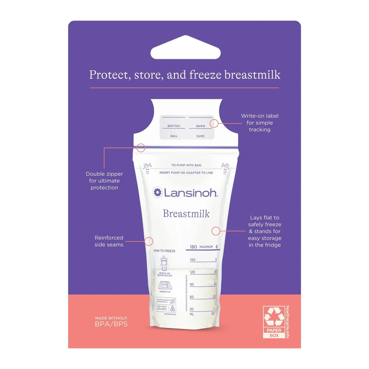 Breast Milk Storage Bags By Lansinoh50 Ea 8.48oz (Pack of 6)