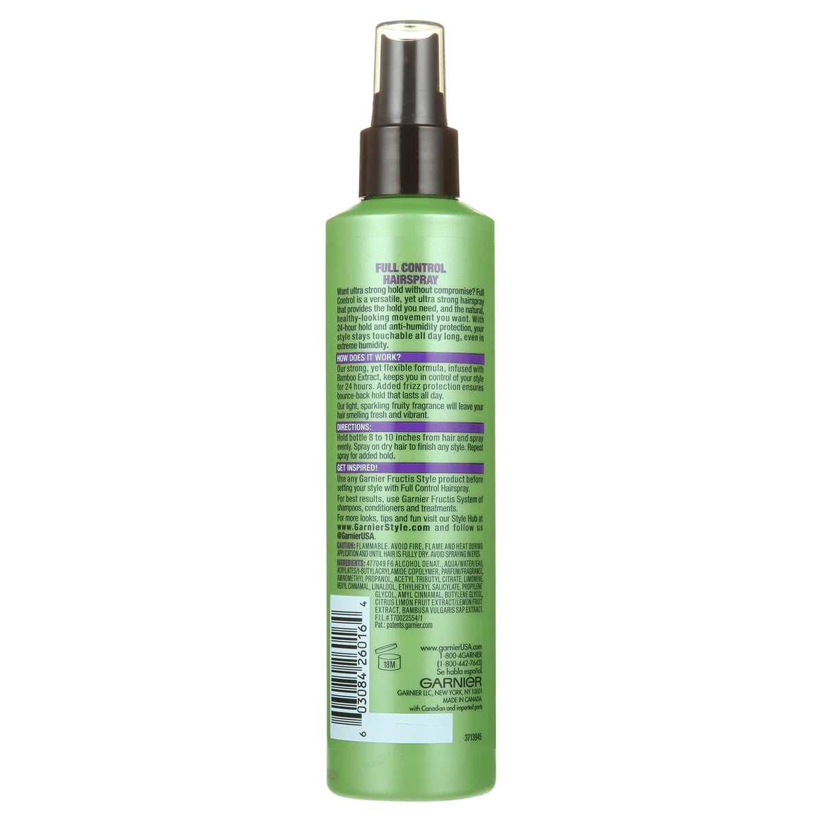 Garnier Fructis Style Full Control Hairspray Non-Aerosol Ultra Strong 8.5Oz (Pack of 6)