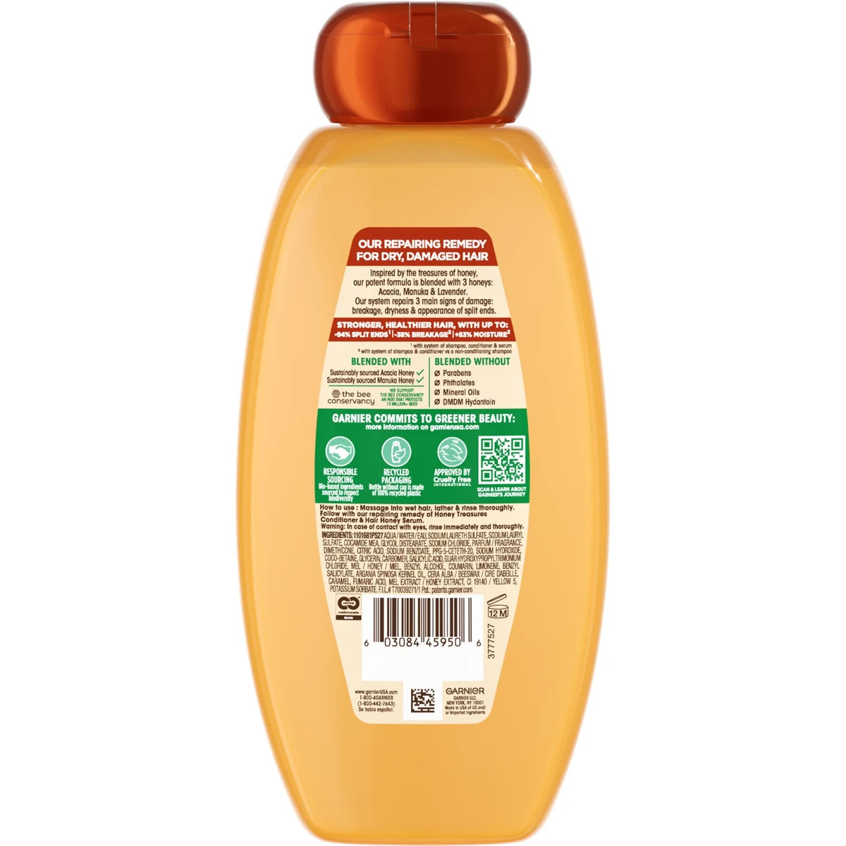 Garnier Whole Blends Repairing Shampoo with Honey Treasures 22Oz (Pack of 4)