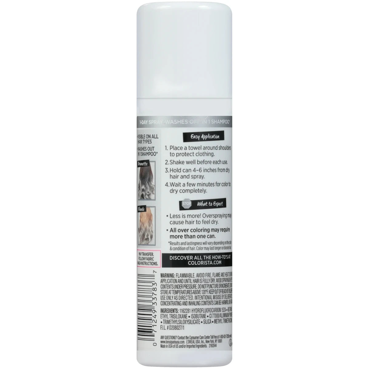 LOreal Paris Colorista 1-Day Hair Color Spray Silver 3.52oz (Pack of 12)