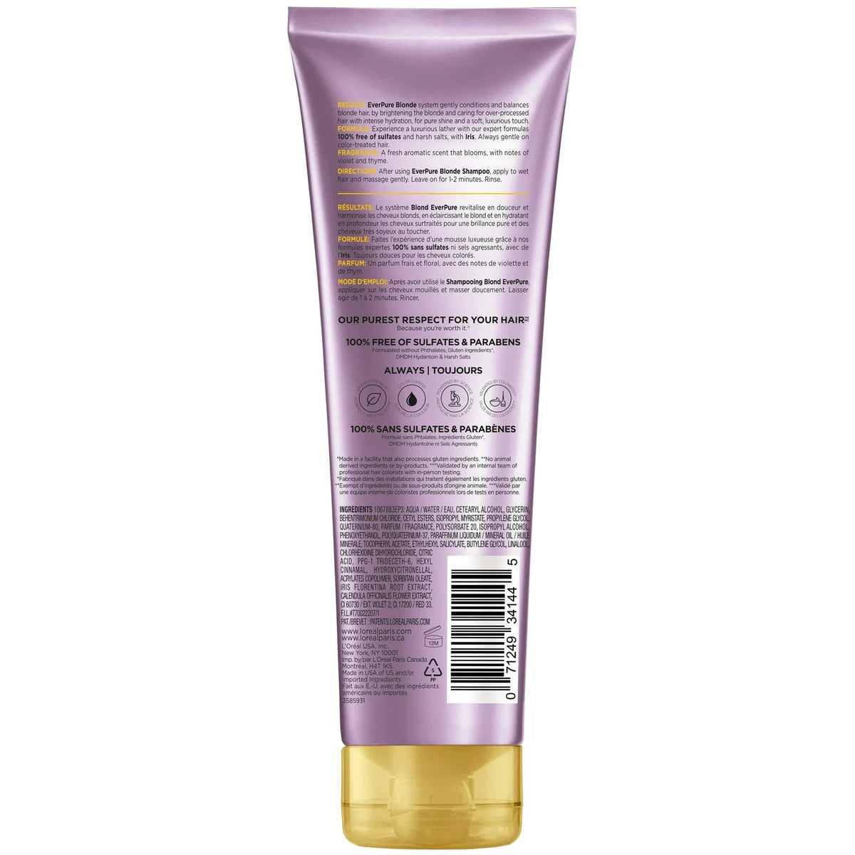 Loreal Paris EverPure Sulfate Free Blonde Conditioner with Iris 8.5Oz (Pack of 6)