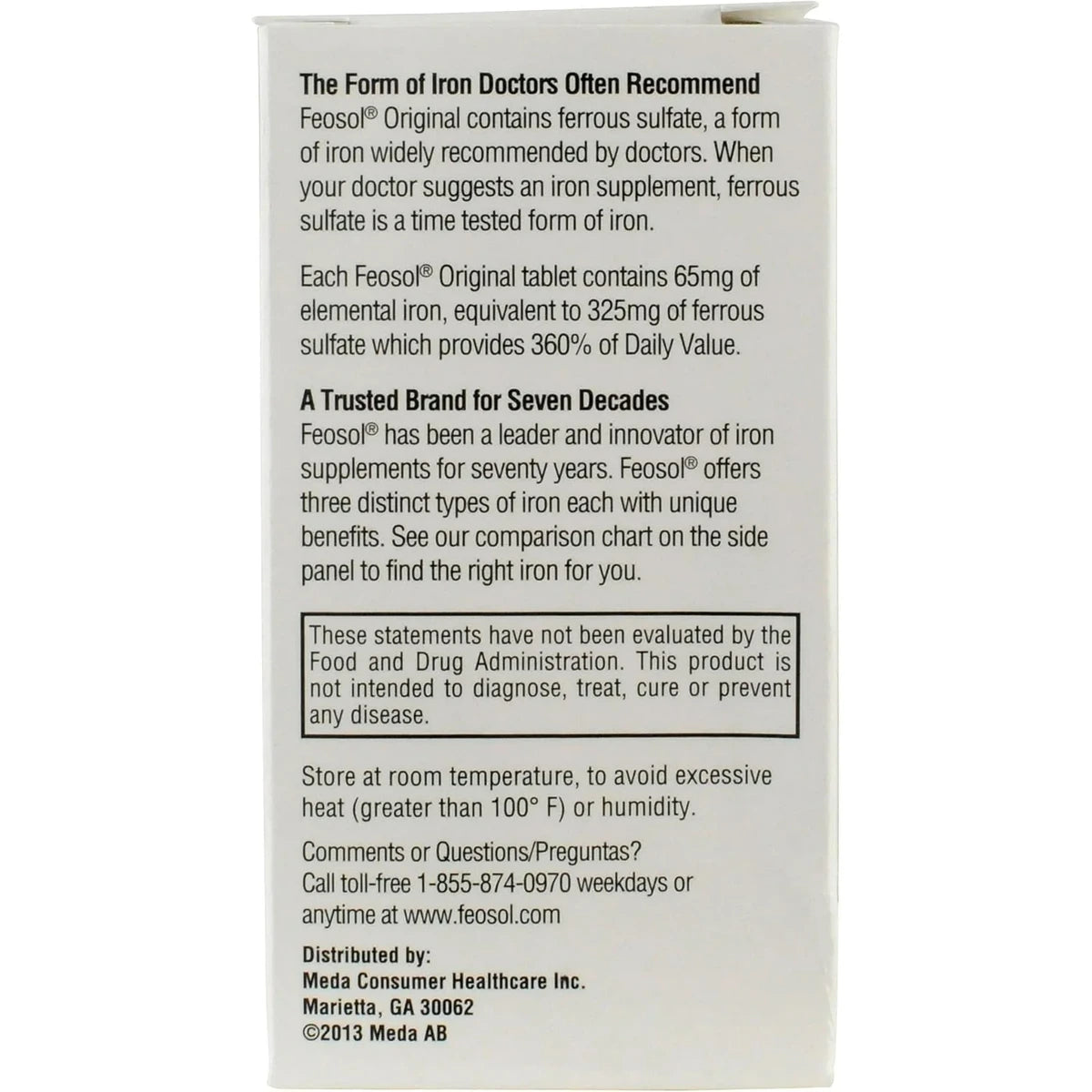 Feosol Ferrous Sulfate High Potency Iron Tablets Original 2.08oz (Pack of 36)
